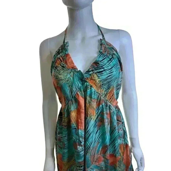 - CUPSHE Tropical Plunge Halter Tie Up Maxi Dress Size M, NWT - Picture 2 of 8